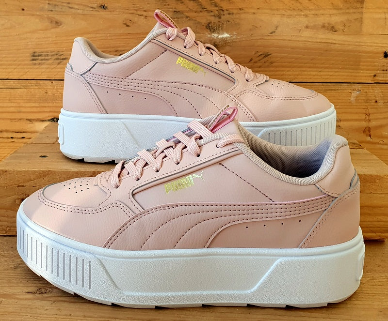 Puma Karmen Low Leather Trainers UK5/US7.5/EU38 387212-05 Light Pink/White