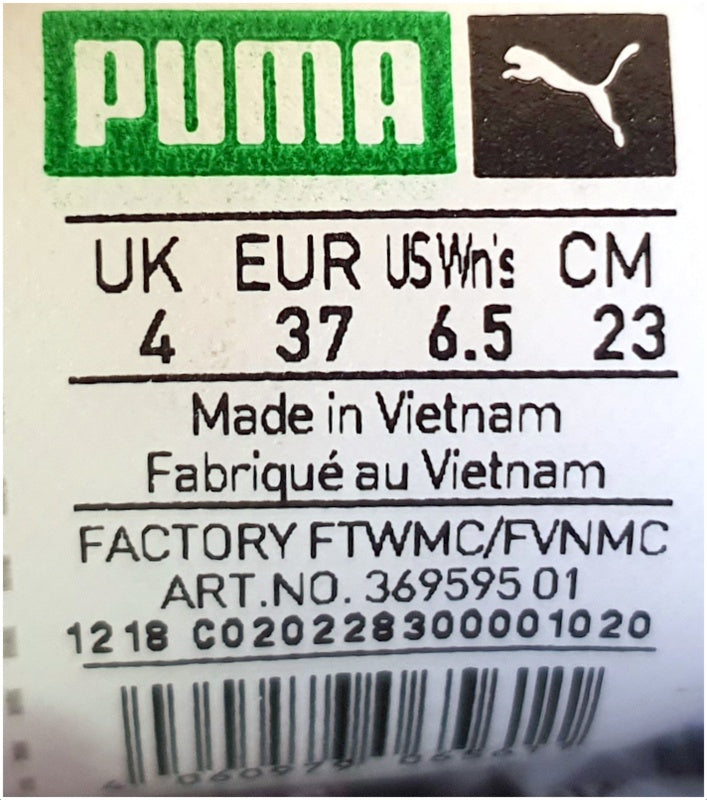 Puma Basket Crush Emboss Leather Trainers UK4/US6.5/EU37 369595 01 Triple White