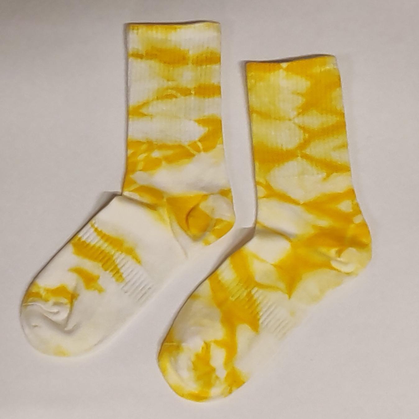 Unisex Yellow Tye Dye Breathable Gym Socks. Fits sizes UK4 - UK10 Cotton / Nylon / Spandex
