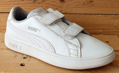 Puma Smash V2 Low Leather Trainers UK1/US2C/EU33 365173-02 Triple White