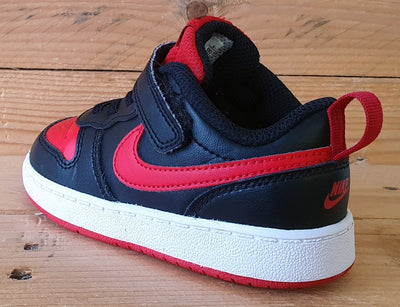 Nike Court Borough Low Leather Kids Trainers UK7.5/US8C/E25 BQ5453-007 Black/Red