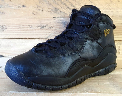 Nike Jordan 10 Retro Mid Leather Trainers UK6/US6.5Y/EU39 310806-012 Black/Gold