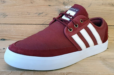 Adidas Seeley Low Canvas/Suede Trainers UK8/US8.5/EU42 G98079 Maroon/White