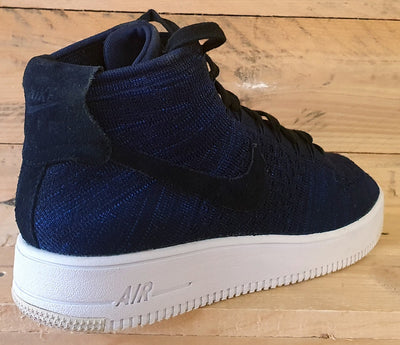 Nike Air Force 1 Mid Flyknit Trainers UK10/US11/EU45 817420-401 College Navy