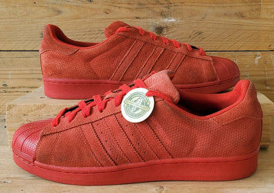 Adidas Superstar Low Suede Trainers UK9/US9.5/EU43 S79475 Triple Red