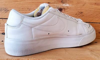 Nike Blazer Platform Low Leather Trainers UK6/US8.5/EU40 DJ0292-100 Triple White