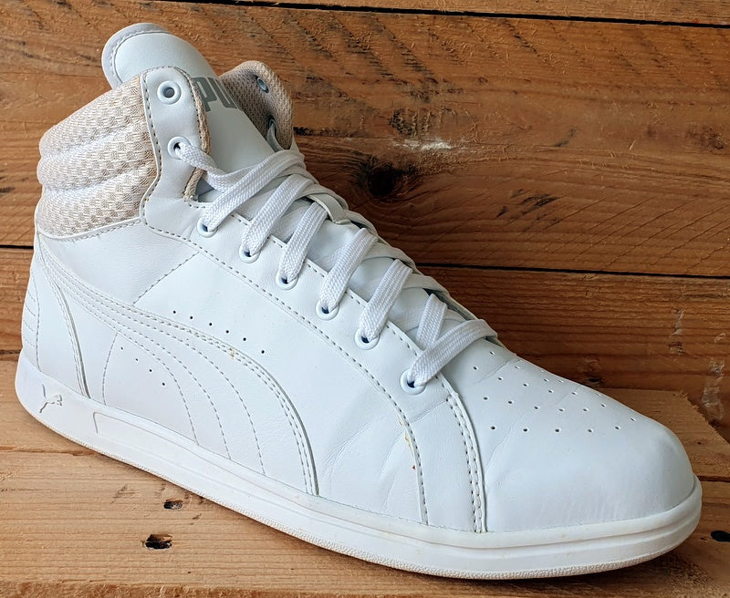 Puma Ikaz Mid Leather Trainers 363713 03 Triple White UK7/US9.5/EU40.5