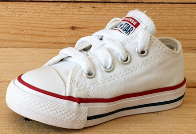 Converse All Star Low Canvas Kids Trainers UK4/US4/EU20 7J256C White/Red