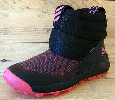 Adidas Rapida Snow Mid Textile Trainers UK2/US2.5/EU34 EE6172 Black/Pink