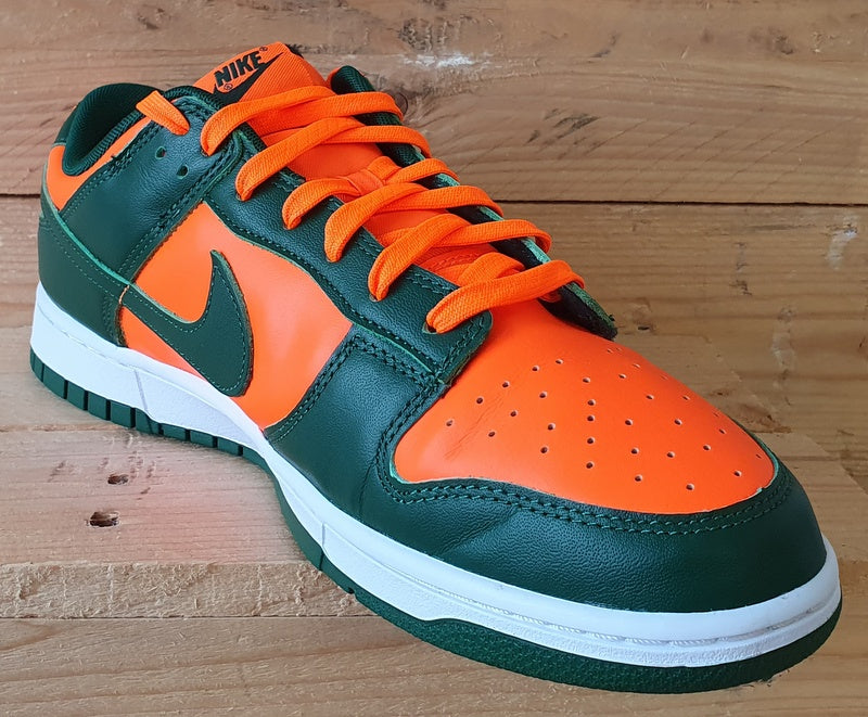 Nike Dunk Low Miami Hurricanes Leather Trainers UK10.5/US11.5/E45.5 Green/Orange