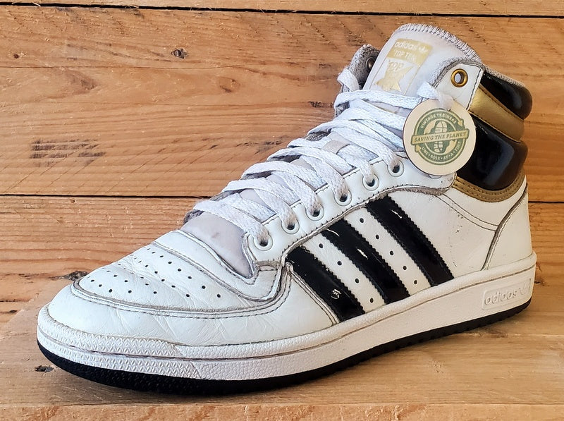 Adidas Top Ten Mid Leather Trainers UK7.5/US8/EU41 FZ3694 White/Black/Gold