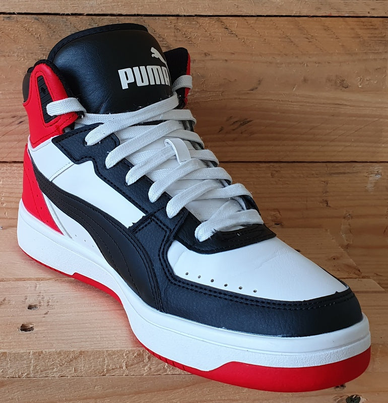 Puma Rebound Joy Mid Leather Trainers UK8/US9/EU42 374765-03 Black/White/Red