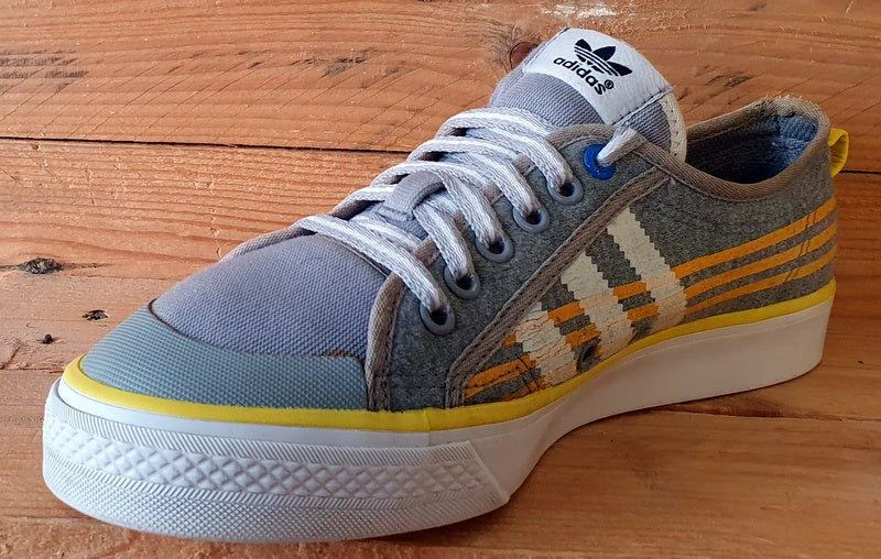 Adidas Nizza Low Canvas Trainers UK8/US8.5/EU42 G03233 Grey/Yellow/Orange