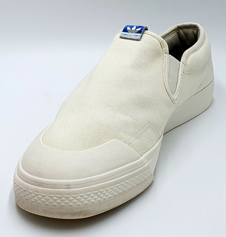 Adidas Nizza Slip-On Low Canvas Trainers GZ1024 Cream/White UK11/US11.5/EU46
