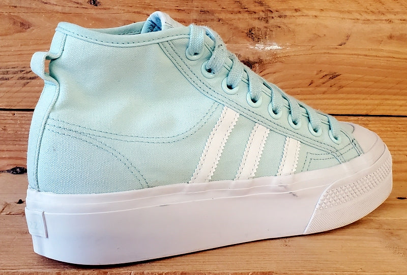 Adidas Nizza Platform Mid Canvas Trainers UK6/US7.5/EU39 H02700 Green/White