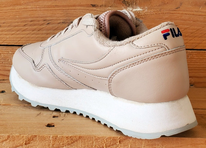 Fila Orbit Zeppa Low Leather Trainers UK4/US6/EU37 1010311 71E Cream/Tan