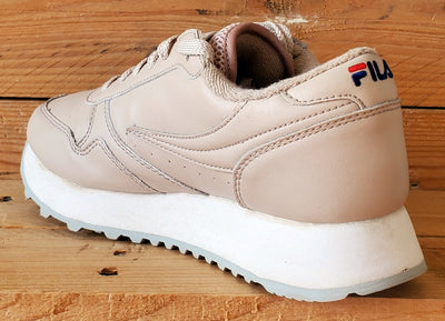 Fila Orbit Zeppa Low Leather Trainers UK4/US6/EU37 1010311 71E Cream/Tan
