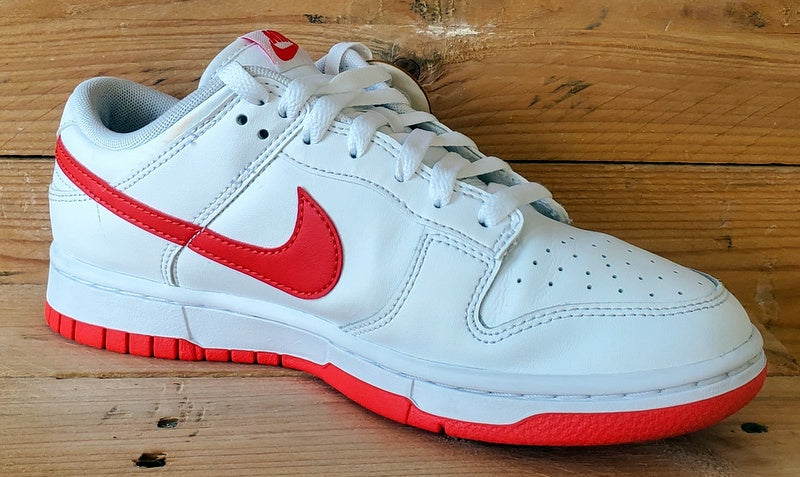 Nike Dunk Retro Low Leather Trainers UK6/US6.5/EU39 DV0831-103 White/Picante Red