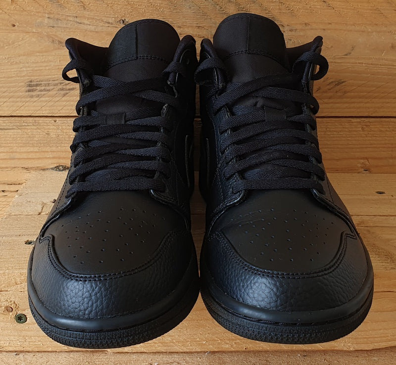 Nike Air Jordan 1 Mid Leather Trainers UK9 US10 EU44 554724 091 Triple Black