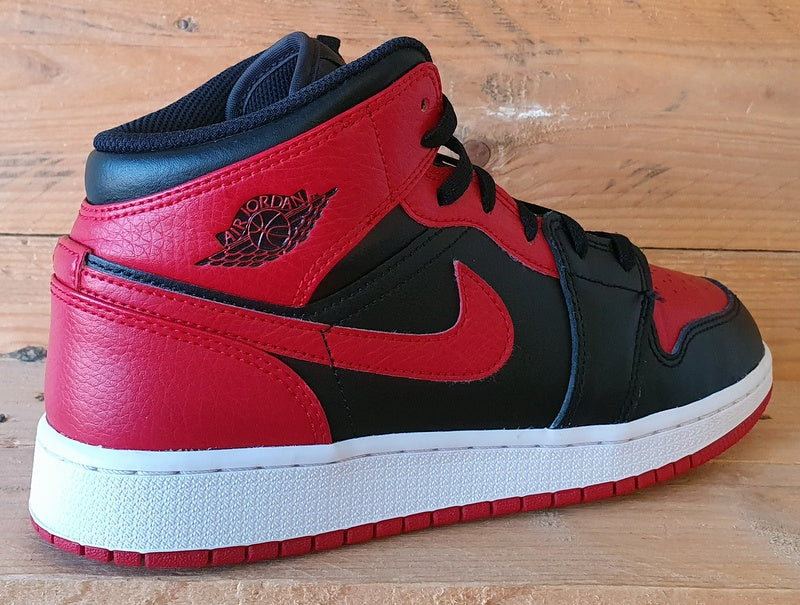 Nike Air Jordan 1 Mid Banned GS Trainers UK6/US6.5Y/EU39 554725-074 Bred