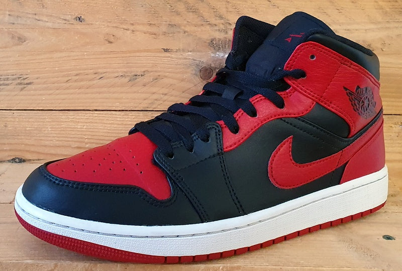 Nike Air Jordan 1 Mid Banned Leather Trainers UK8.5/US9.5/EU43 554724-074 Bred