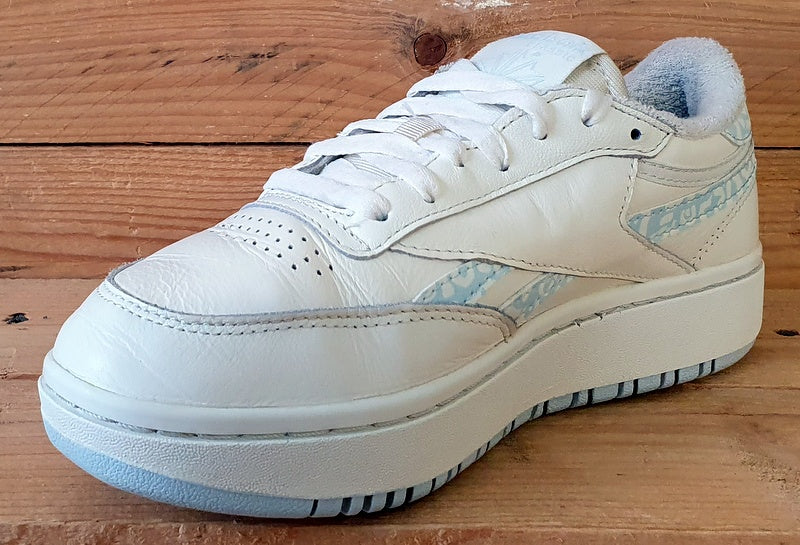 Reebok Club C Double Low Leather Trainers UK4/US6.5/EU37 H03652 Chalk/Blue