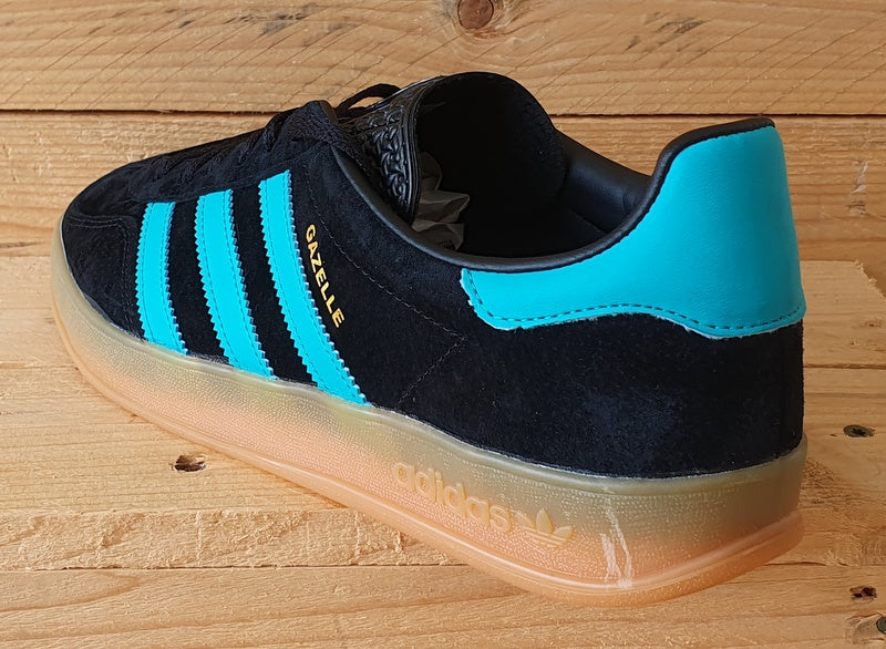 Adidas Gazelle Indoor Low Suede Trainers UK8/US8.5/EU42 EE5732 Black/Aqua/Gum