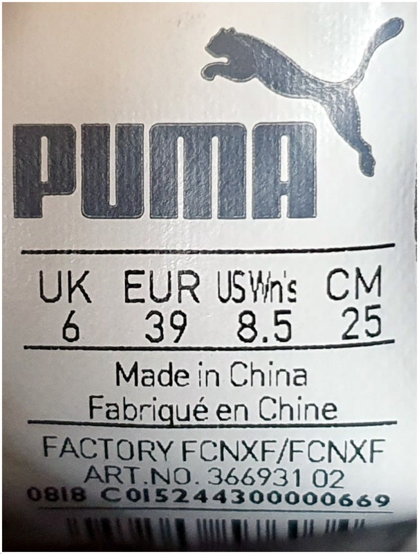 Puma Vikky Low Pleather Trainers UK6/US8.5/EU39 366931 02 Black/Gold/White