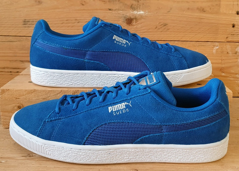 Puma Suede Low Trainers UK9.5/US10.5/EU44 361370-02 Blue/White/Silver