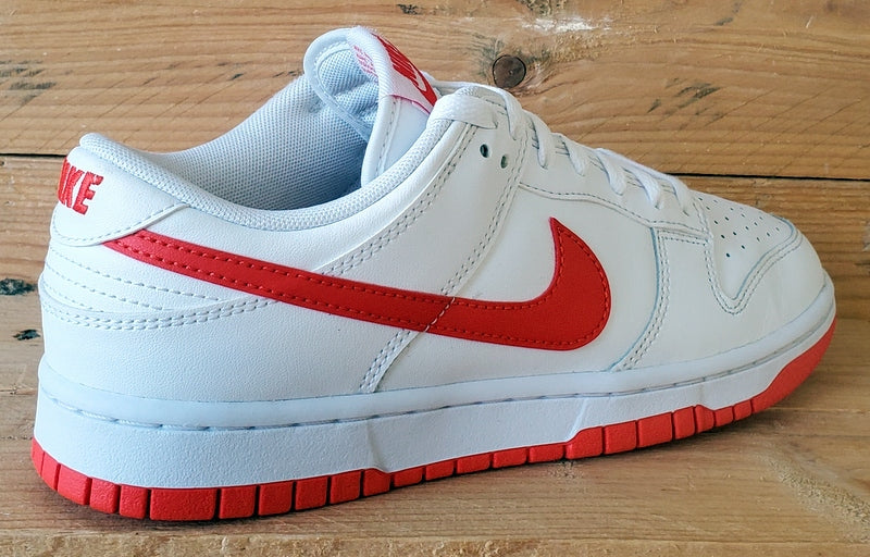 Nike Dunk Retro Low Leather Trainers UK6/US6.5/EU39 DV0831-103 White/Picante Red