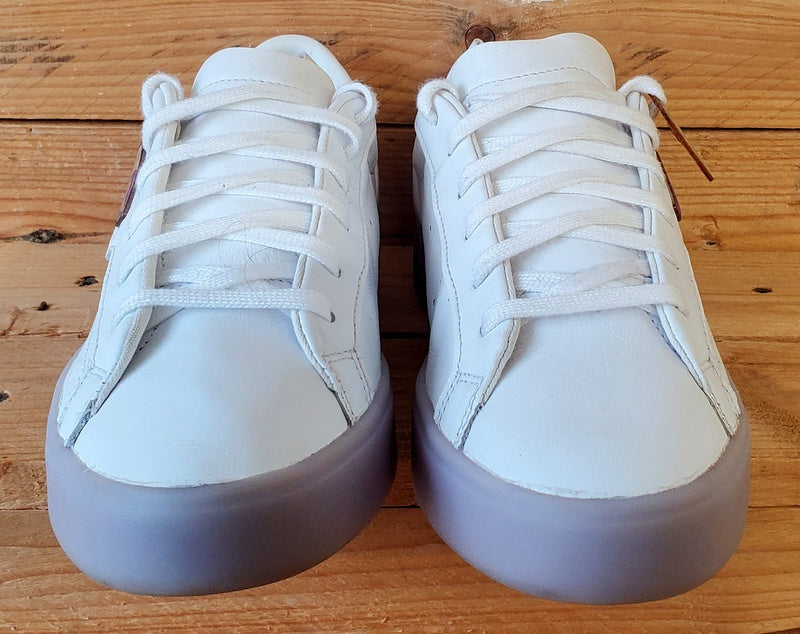 Adidas Sleek Low Leather Trainers UK7/US8.5/EU40.5 FW3461 White/Bliss Purple
