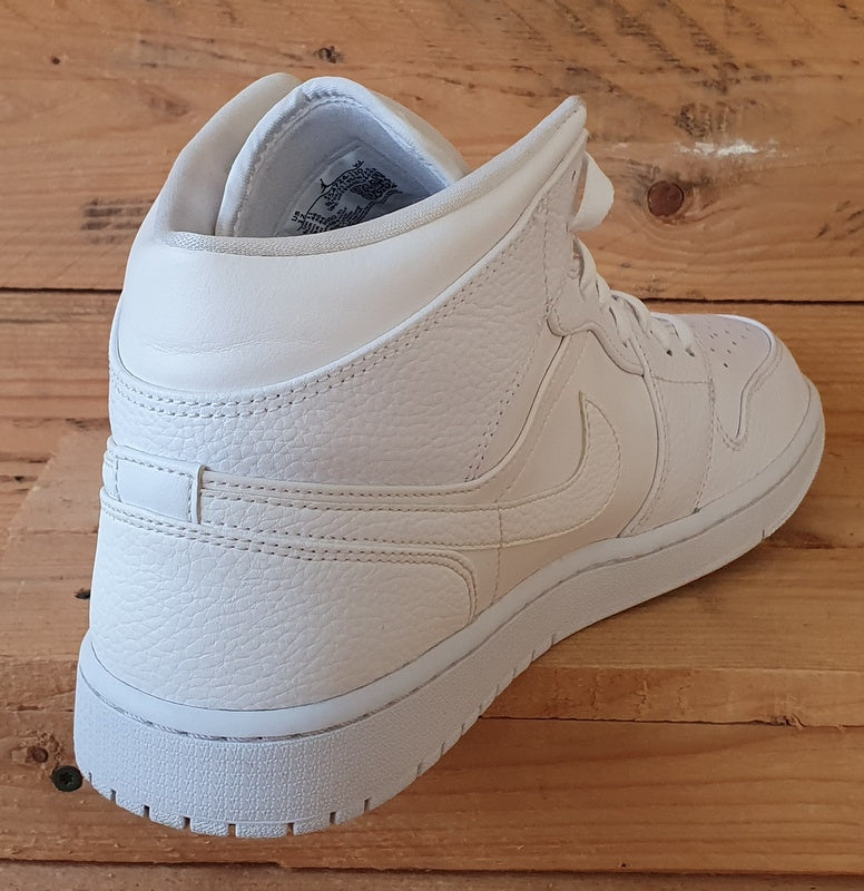 Nike Air Jordan 1 Mid Leather Trainers UK11/US12/EU46 554724-130 Triple White