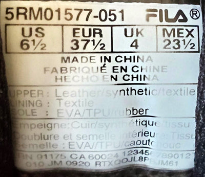 Fila Electrove 2 Low Textile Trainers UK4/US6.5/EU37.5 5RM01577-051 Grey