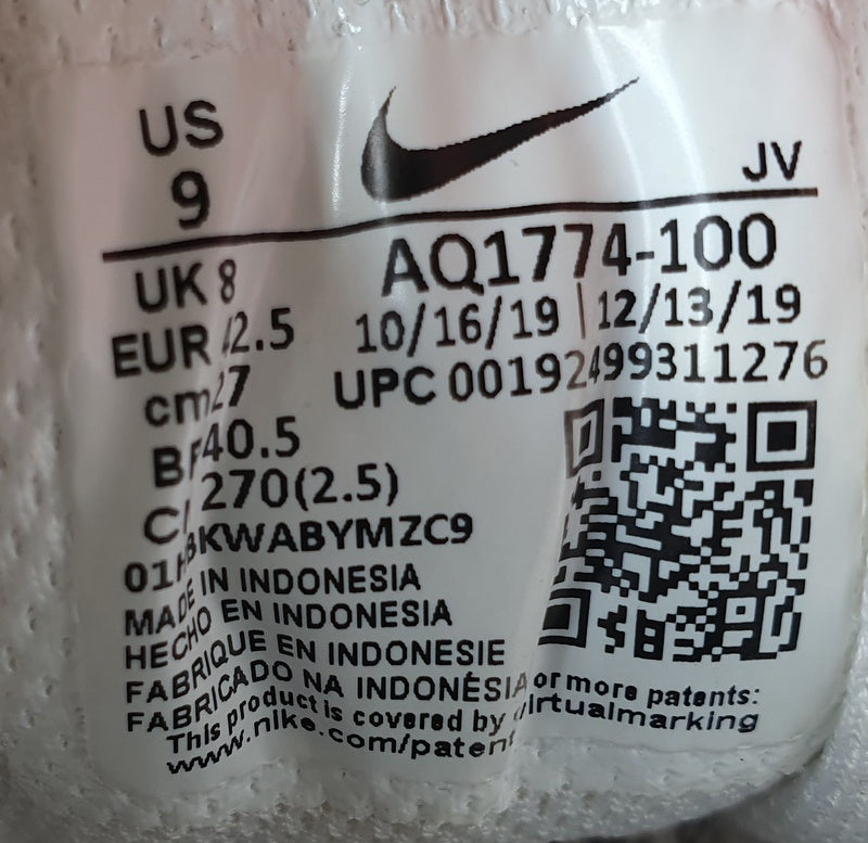Nike Ebernon Premium Leather Trainers UK8/US9/EU42.5 AQ1774-100 White/Lime Blast