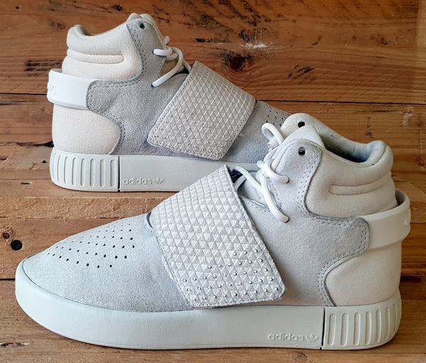 Adidas Tubular Invader Mid Suede Trainers UK3.5 US4 EU36 BA9370 White Light Grey VintageTrainers