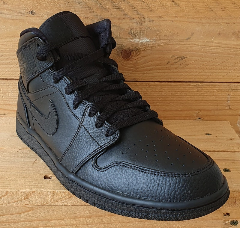 Nike Air Jordan 1 Mid Leather Trainers UK9/US10/EU44 554724-091 Triple Black