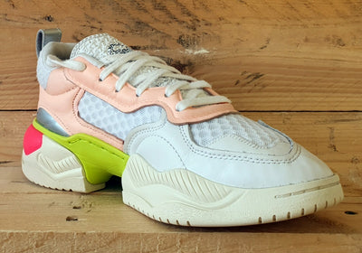 Adidas SuperCourt RX Low Textile Trainers UK5/US6.5/EU38 FV3675 White/Pink/Lime