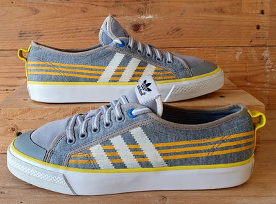 Adidas Nizza Low Canvas Trainers UK8/US8.5/EU42 G03233 Grey/Yellow/Orange