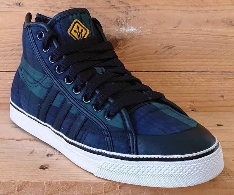 Adidas Nizza Mid Textile Trainers UK7/US7.5/EU40.5 G12423 Navy/Green Tartan