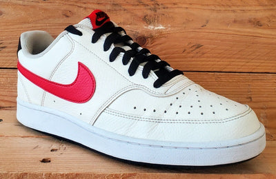 Nike Court Vision Low Leather Trainers UK8/US9/EU42.5 DH2987-102 White/Red