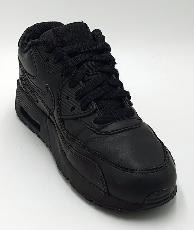 Nike Air Max 90 Low Leather Trainers 833412-001 Triple Black UK3.5/US4Y/EU36