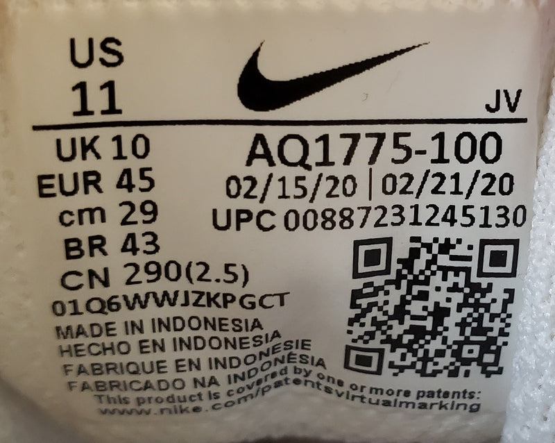 Nike Ebernon Low Leather Trainers UK10/US11/EU45 AQ1775-100 Triple White