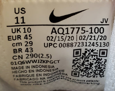 Nike Ebernon Low Leather Trainers UK10/US11/EU45 AQ1775-100 Triple White