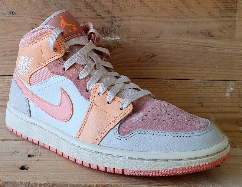 Nike Jordan 1 Mid Leather/Suede Trainers UK5.5/US8/E39 DH4270-800 Apricot Orange