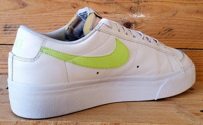 Nike Blazer Platform Low Leather Trainers UK7.5/US10/EU42 DJ0292-102 White/Lemon