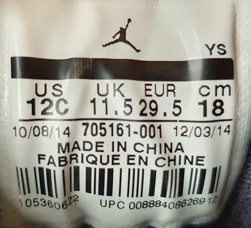 Nike Jordan Flight Origin 2 Kids Trainers UK11.5/US12C/EU29.5 705161-001 Grey
