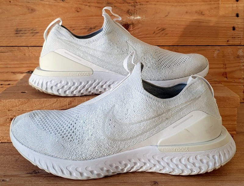 Nike Epic Phantom React Flyknit Trainers UK7 US9.5 EU41 BV0415 100 White VintageTrainers