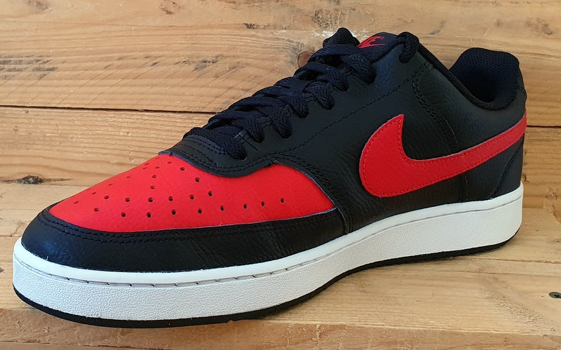 Nike Court Vision Low Leather Trainers UK10/US11/EU45 DV6488-001 Black/Red