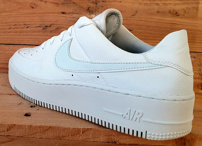 Nike Air Force 1 Sage Low Leather Trainers UK8.5/US11/EU43 AR5339-100 White/Blue