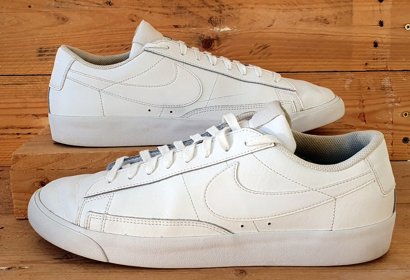 Nike Blazer Low LE Leather Trainers UK10 US11 EU45 AQ3597 100 Triple White